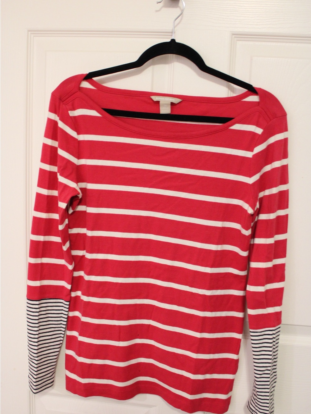 Banana Republic Hot Pink and White Striped Long Sleeve Top
